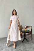 Pembe Dijital Baskılı Atlas Elbise thumbnail 2