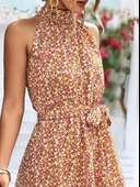 Kadın Eteği Volanlı Halter Yaka Süprem Elbise thumbnail 4