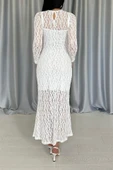 Beyaz Dantelli Uzun Kollu Elbise thumbnail 4