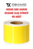 40x60 500lü Termal Eczane İlaç Tarif Etiketi Sarı Renk Küçük Koli 48 Adet - 1