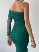 Polack Tek Omuz Tül Elbise thumbnail 4