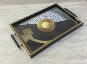 Dijital Baskılı Cam Servis Tepsisi – Modern Desenli, Metal Kulplu 42x29 cm - 2