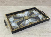 Dijital Baskılı Cam Servis Tepsisi – Modern Desenli, Metal Kulplu 42x29 cm - 3