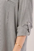 Cep Detay Çizgili Oversize Gri Gömlek thumbnail 4