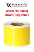 40x60 Eczane ilaç Etiketi 500 Sarım Sarı Renk 125 Adet Rulo 1 Koli - 1