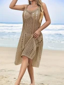 Kadın Kolsuz Askılı Yan Yırtmaç Detay Triko Midi Boy Elbise thumbnail 2