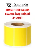 40x60 1000li Termal Eczane Ilaç Tarif Etiketi Sarı Renk Küçük Koli 24 Adet - 1