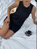 Kadın Keten Kumaş Kolsuz Mini Boy Elbise thumbnail 6