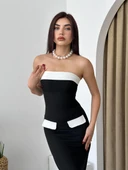 Cep Detaylı Straplez Elbise thumbnail 1