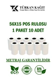 56x15 Pos Rulosu 1 Paket 10 Adet Termal Rulo - Yazarkasa Pos Rulosu - Pos Kağıdı - 1