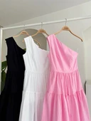 Tek Omuzlu Pile Detay Maxi Elbise 2895 thumbnail 9