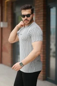 Erkek Dikey çizgili Ottoman Kumaş Kısa Kollu Tişört thumbnail 2