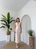 Kren Gül Detaylı Elbise - 7