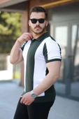 Erkek Kısa Kollu Polo Yakalı Blok Desenli Triko Bluz thumbnail 2