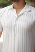 Erkek Kısa Kollu çizgili Gömlek thumbnail 3
