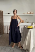 Lacivert Askılı Müslin Elbise thumbnail 4