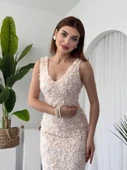Kren Gül Detaylı Elbise - 5