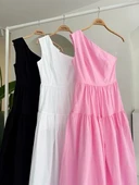 Tek Omuzlu Pile Detay Maxi Elbise 2895 thumbnail 12