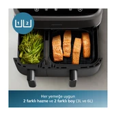 NA350/00 3000 Serisi Airfryer Çift Hazneli, Rapid Air Plus Teknolojisi, 8 Ayarlı Dijital Ekran, HomeID Uygulaması, thumbnail 6