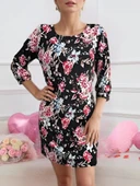 Kadın Uzun Kollu Bisiklet Yaka Dalgıç Mini Boy Elbise thumbnail 1