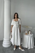 Beyaz Dantel Detaylı Brode Elbise thumbnail 2