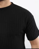 Erkek Kısa Kollu örgü Kumaş Bisiklet Yaka T-shirt thumbnail 2