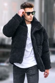 Madmext Siyah Şişme Peluş Erkek Mont 5698 thumbnail 1