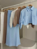 Crop Gömlekli Ve Eteği Büzgülü Tasarım Takım 10201 thumbnail 11