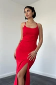 Kırmızı Sırt Dekolteli Elbise thumbnail 2