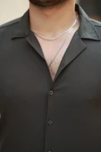 Erkek Apaj Yaka Kısa Kollu Gömlek thumbnail 3