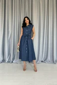 Mavi Tencel Çıtçıtlı Elbise thumbnail 2