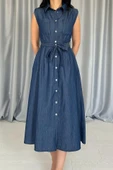Mavi Tencel Çıtçıtlı Elbise thumbnail 4