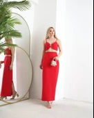 Kadın Atlas Kumaş Yırtmaçlı Etek Ve Tokalı Büstiyer Fırsat Ürün İkili Takım thumbnail 2