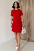 Kırmızı Kısa Kol Atlas Mini Elbise thumbnail 1