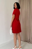 Kırmızı Kısa Kol Atlas Mini Elbise thumbnail 4