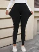 Kadın Yüksek Bel Yanları Leopar şerit Detay Dalgıç Tayt thumbnail 12