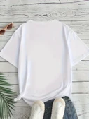 Baskılı Oversize Bisiklet Yaka T-shirt - Beyaz thumbnail 3