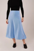 Çan Kesim Midi Mavi Saten Etek thumbnail 2