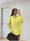 Yakalı Yandan Yırtmaçlı Gömlek - Sarı thumbnail 3
