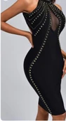 Kadın Dalgıç Kumaş Taş Detaylı Mini Boy Elbise thumbnail 5