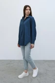 Uzun Kol Gömlek - İndigo thumbnail 2