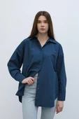 Uzun Kol Gömlek - İndigo thumbnail 1