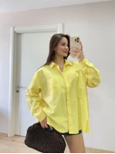 Yakalı Yandan Yırtmaçlı Gömlek - Sarı thumbnail 2