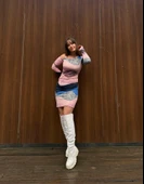 Kadın Uzun Kollu Tek Omuzu Askı Toka Detaylı Kısa Dalgıç Elbise thumbnail 2