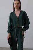Önü Bağlamalı Crop Takım - Yeşil thumbnail 1