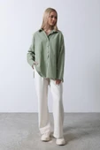 Geniş Manşet Detaylı Gömlek - Haki thumbnail 2