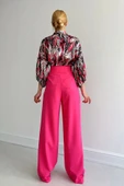 Beli Lastikli Saten Gömlek - Fuşya thumbnail 3