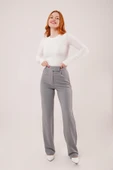Cırt Kapama Detaylı Gri Pantolon thumbnail 1
