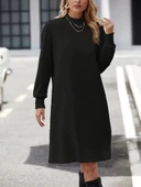 Kadın Uzun Kollu Balıkçı Yaka Kısa şardonlu Dalgıç Elbise thumbnail 1