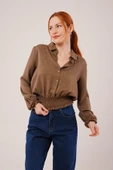Bel Ve Bilek Lastikli Kahverengi Bluz thumbnail 1